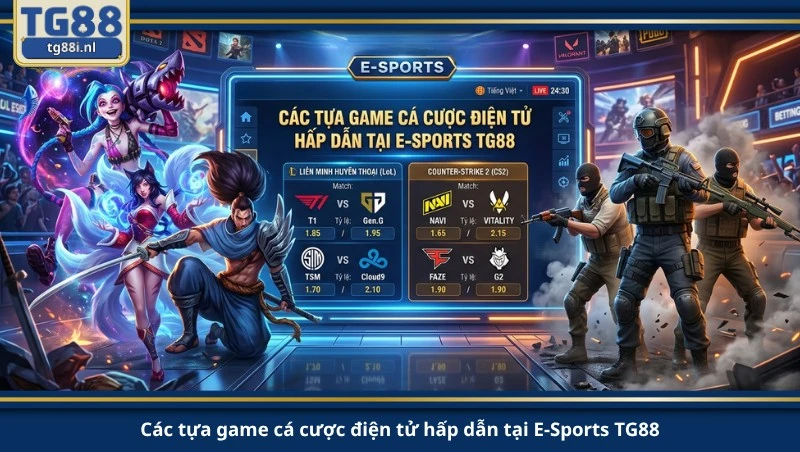 Các tựa game cá cược điện tử hấp dẫn tại E-Sports TG88.