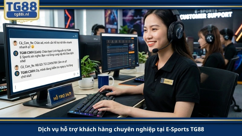 Dịch vụ hỗ trợ khách hàng chuyên nghiệp tại E-Sports TG88.