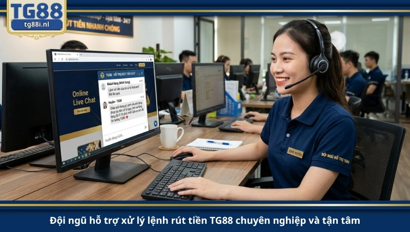 Đội ngũ hỗ trợ xử lý lệnh rút tiền TG88 chuyên nghiệp và tận tâm.