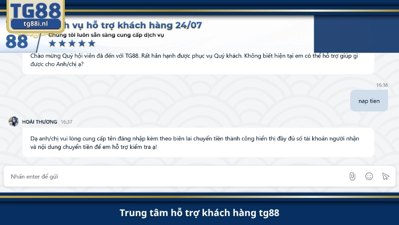 trung tâm hỗ trợ khách hàng tg88