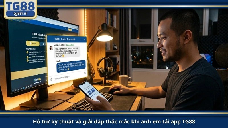 Hỗ trợ kỹ thuật và giải đáp thắc mắc khi anh em tải app TG88.