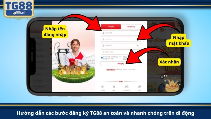 Hướng dẫn các bước đăng ký TG88 an toàn và nhanh chóng trên di động.