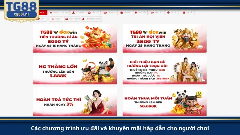 Các chương trình ưu đãi và khuyến mãi hấp dẫn cho người chơi.