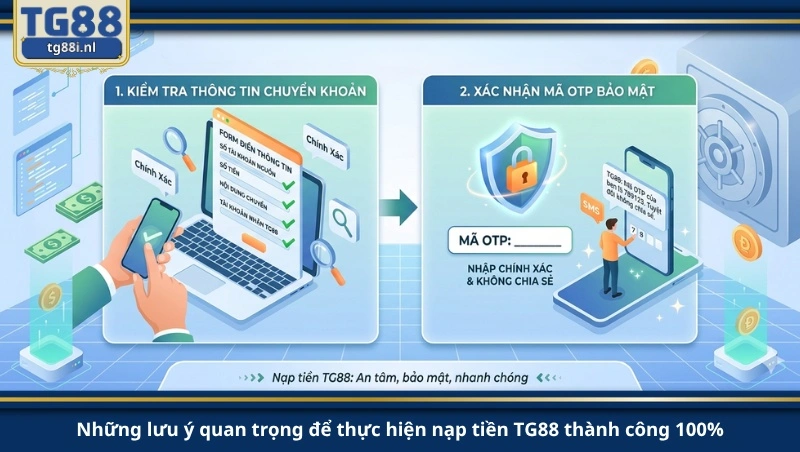 Những lưu ý quan trọng để thực hiện nạp tiền TG88 thành công 100%.