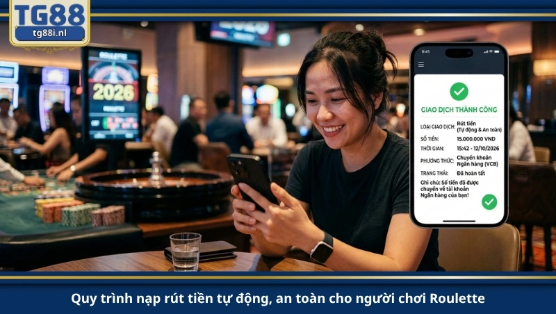 Quy trình nạp rút tiền tự động, an toàn cho người chơi Roulette.