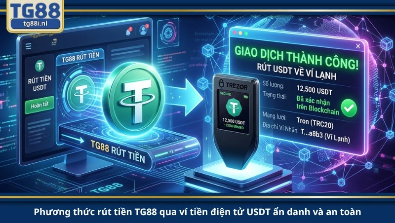 Phương thức rút tiền TG88 qua ví tiền điện tử USDT ẩn danh và an toàn.